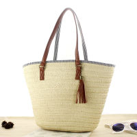 Casual Woven Summer Bags For Women Straw Handmade Hollow Designer Handbag Fashion Beach Large Capacity Bucket Woman Shoulder Bag