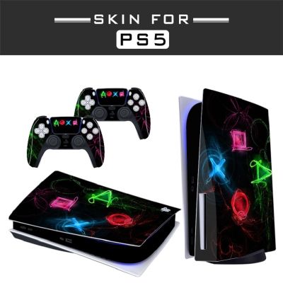 Solid Colors Vinyl Skin Sticker For PlayStation 5 Disc Edition PlayStation5 Game 2 Console Handle Full Cover Protective Film