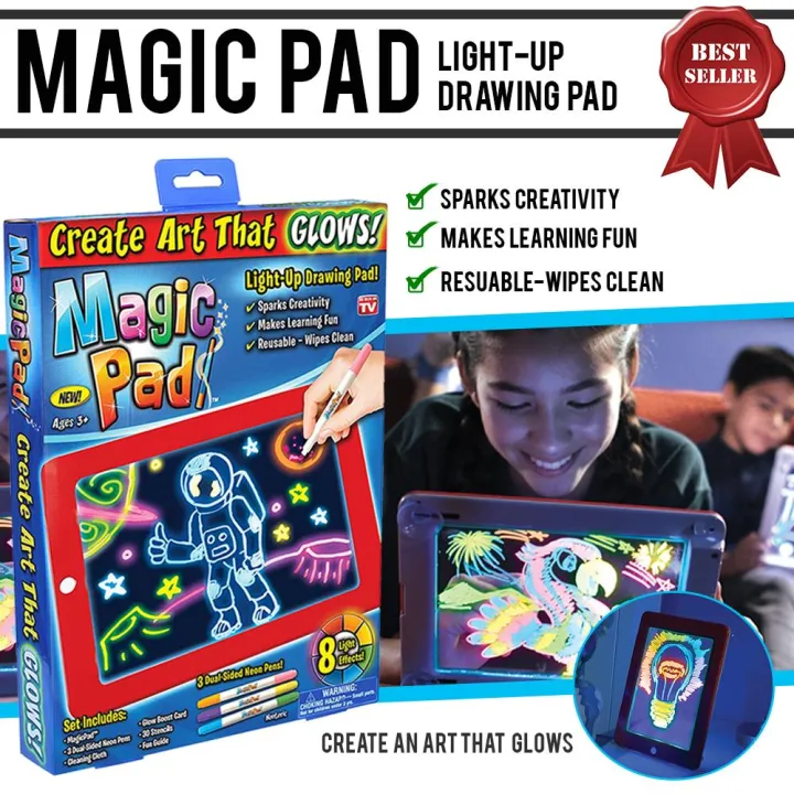 Magic Light Up Led Board Drawing Sketch Pad Create Doodle Art Write 