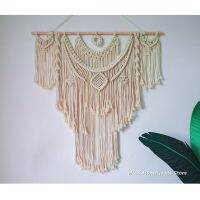 พรมแขวนผนัง Macrame สไตล์โบฮีเมียนลายเรขาคณิตเก๋ไก๋ห้องนั่งเล่นข้างเตียงของตกแต่งผนังบ้านพู่พรมทอด้วยมือ