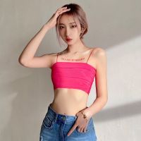 Genuine Uniqlo High-end KLalien European and American hot girl style rose red square collar short navel-baring suspender belt for summer outerwear slimming and white vest