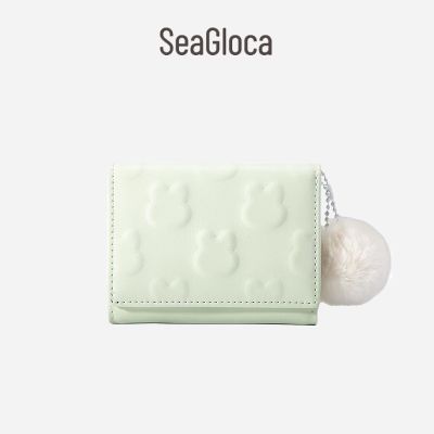 ✥❍۩ ganzha3965 Seagloca ใหม่ กระเป๋าสตางค์ ใบสั้น หนัง PU พิมพ์ลายกระต่าย สําหรับผู้หญิง No 1557