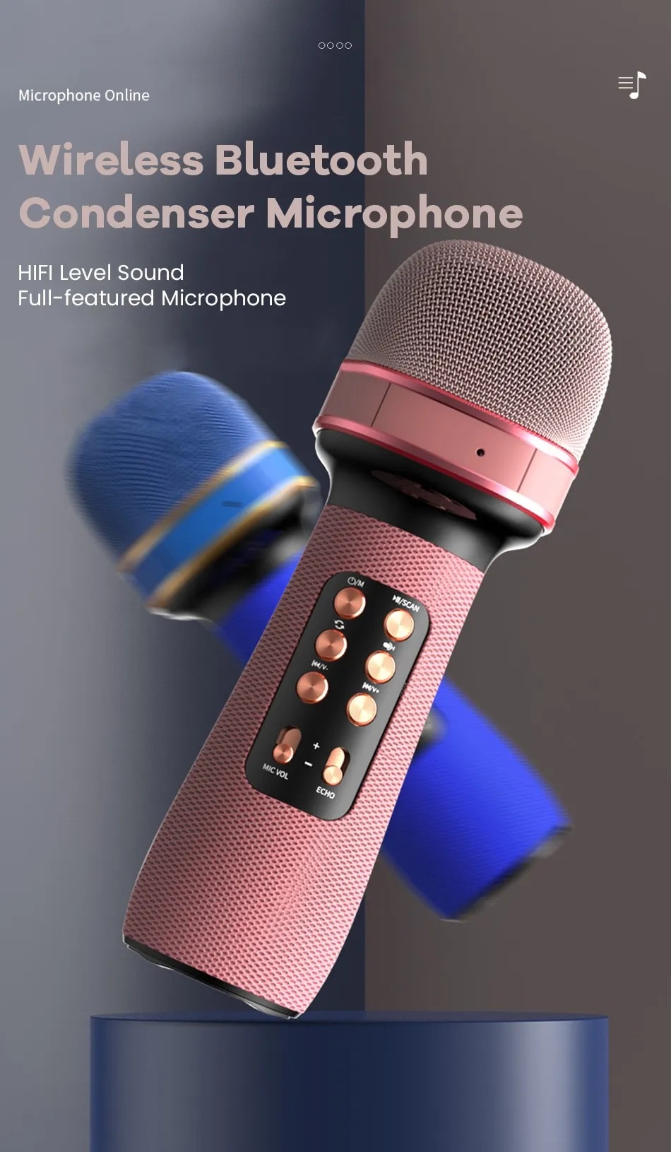WSTER Bluetooth Microphone avec Haut-parleur HiFi WS-898-0