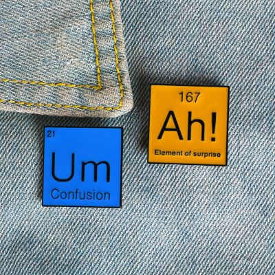 hot【DT】 Periodic Table Enamel Pin Ah! Um Brooches Modal Particle Jewelry for Chemistry Badge Lapel Friend