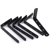 7.5x12cm Steel Thicken Black L-shaped Right Angle Bracket 90° Shelf Bracket Connector Metal Angles Code Furniture Hardware Tools