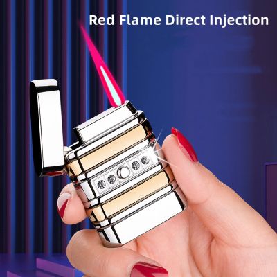 ZZOOI Chenlongs New Diamond Inlaid Inflatable Lighter Personality Electronic Induction Ignition Windproof Straight Into The Red Flame