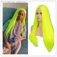 SuQ Womens Long Straight Wig Hair Synthetic Natural Cosplay Party Neon Green Heat Resistant Daily Natural HairlineWigs [ Hot sell ] TOY CENTER