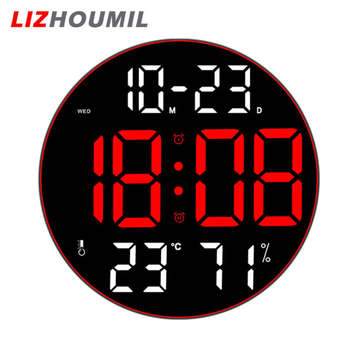 lizhoumil-จอแสดงอุณหภูมิวันที่สัปดาห์นาฬิกาปลุกดิจิตอล-นาฬิกาอิเล็กทรอนิกส์ติดผนังสำหรับบ้านบ้านไร่สำนักงาน