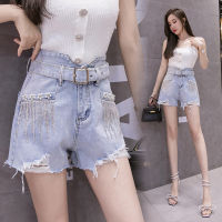 ฤดูร้อน2023 Celana Pendek Denim หยาบที่กรอเล็บสไตล์ใหม่