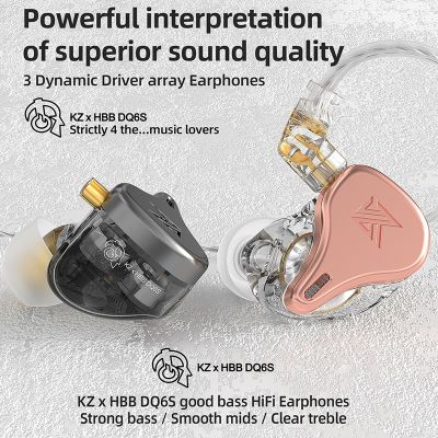 ZZOOI KZ x HBB DQ6S Metal Wired Earphone In-Ear Bass Music Monitor Headphones With Microphone Noice Cancelling Sport HiFi Headset
