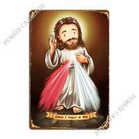 Wanghuilishop Divine Mercy Metal Plaque Club Wall Decor ห้องนั่งเล่น Plaques ป้ายดีบุก Poster