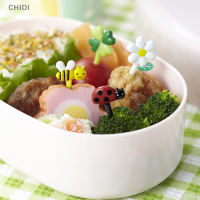 CHIDI 8ชิ้น/เซ็ตดอกไม้น่ารักผึ้งทานตะวันเต่าผลไม้ส้อมเด็กขนมขบเคี้ยวส้อม