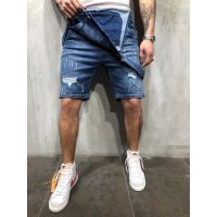 Men Denim Jumpsuit Pant Short Jeans Skinny Jeans Destroyed jeans Short Pant SW