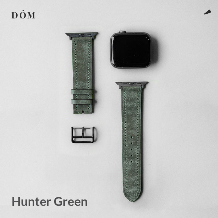 สายนาฬิกา-apple-watch-dom-type-01-hunter-green-สายนาฬิกาหนังแท้-italian-fine-grain-สายแอปเปิ้ลวอชหนังแท้