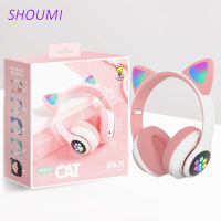 STN-28 Flashing LED Cute Cat Ears Headphone Gift Bluetooth Wireless Headset Kid Gifts with Mic MP3 FM Girl Stereo Music Earphone