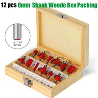 12pcs / set 6mm Shank T-Slot T-Track Sloting Wood Router Bit Flat End Mills Trimmer ทําความสะอาด Flush Trim Bit Woodworking เครื่องมือ Set