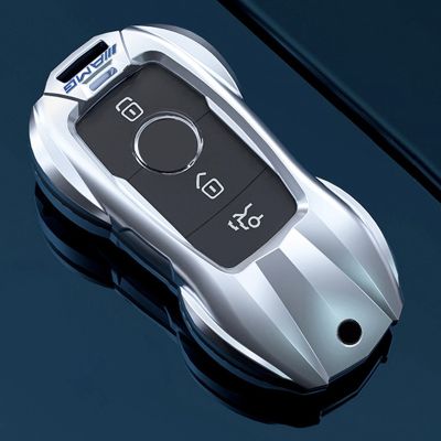 เคสกุญแจรถอัลลอยสังกะสีมีฝาปิดพวงกุญแจสำหรับ Mercedes Benz A B C E R G S คลาส E200 E400 E63 W213 S550 S560 C260 W223 W206