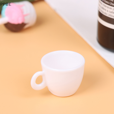 PPBE 3pcs Doll House ถ้วยกาแฟขนาดเล็กและจานรองตุ๊กตาของเล่นห้องครัวขนาดเล็ก