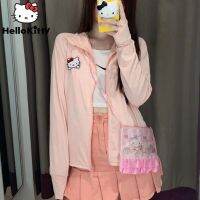 เสื้อโค้ท Sanrio Hello Kitty ครีมกันแดดสตรี Kuromi ใหม่สำหรับฤดูร้อนเสื้อผ้าผู้หญิงยูวีหลักฐานระบายอากาศถอดออกได้เสื้อพิมพ์ลายอนิเมะน่ารัก