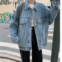 ZZOOI Gagarich Woman Denim Coat Autumn New Ins Fashion Loose Turn Down Collar Single Breast Pockets Stitching Versatile Female Jacket