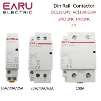 【CW】●﹊  2P 16-100A 110V 220V 50/60Hz Din Rail Household Contactor Controller 2NO 2NC 1NO 1NC Hotel