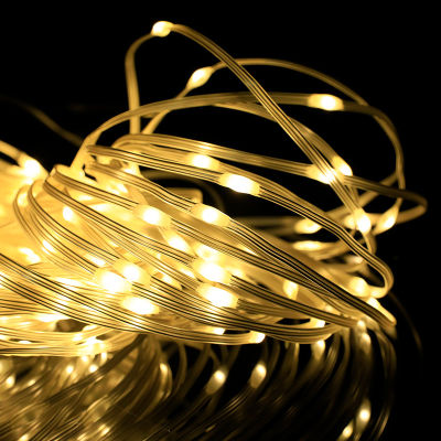 ไฟตกแต่งคริสต์มาสกันน้ำพีวีซีลวดทองแดง100เมตรแสงโดยรอบ24โวลต์เสียบไฟสตริงกลางแจ้งในร่มบ้าน Decors