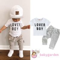 CODleijianwen1 Babygarden ชุดเสื้อยืดคอกลม แขนสั้น พิมพ์ลายตัวอักษร กางเกงขายาว สีพื้น สําหรับเด็กผู้ชาย อายุ 0-3 ปี