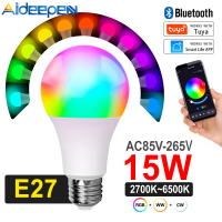【ON STOCK】Aideepen Tuya หลอดไฟ E27ไฟ LED บลูทูธอัจฉริยะ RGBCW เปลี่ยนสีเพลงแรงดันไฟฟ้าสากล85-265V
