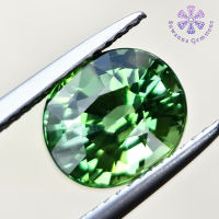 พลอยกรีนทัวมาลีน 3.37 กะรัต Natural Green Tourmaline สีเขียว รูปร่างไข่ เนื้อแก้วใส เป็นพลอยดิบ ประกายไฟค่อนข้างดี TOP Quality เนื้อพลอยค่อนข้างสะอาด