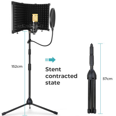 Mic Foldable Isolation Shield Microphone Wind Protection Windscreen with Stand for Profession Broadcast Studio Bm 800 Microphone