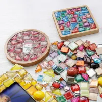 200g Stained Glass Supplies Diamond Mosaic Tiles Hobbies DIY Art Craft Supplies Mosaic Pieces Wall Mirror Stickers Strip Glass