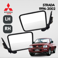 กระจกมองข้าง 1คู่ MITSUBISHI STRADA 96-02 มิตซู มิตซูบิชิ สตราด้า รุ่นปรับมือ สีดำ เหลี่ยมเล็ก ปี 1996-2002  ข้างซ้าย Lh ข้างซ้าย Rh WING MIRROR MITSUBISHI STRADA MANUAL Black Color