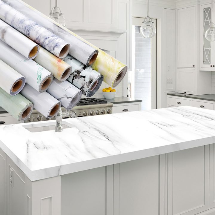 24-home-accessories-สติ๊กเกอร์ติดผนังห้องครัวกันน้ำ-heatproof-หินอ่อนวอลล์เปเปอร์กาวตนเองฟิล์มไวนิลตู้ตกแต่งกระดาษเหนียวรูปลอก