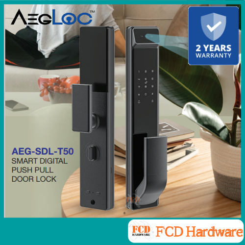 AEGLOC AEG-SDL-T50 Black Smart Digital Push-Pull Slim Door Lock ...