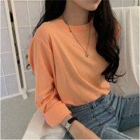 【READY STOCK】ST166 Candy Color Long Sleeve T-Shirt Round Neck Casual Simple T-Shirt Baju Warna Lenggan Panjang