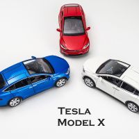 1:32 Tesla โมเดล-X รถโลหะผสมดึงกลับแบบด้วยเสียงและไฟรถของเล่นจำลองของสะสมรถโลหะของขวัญของเล่นเด็กผู้ชาย