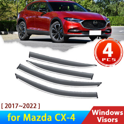 แผ่นเบนทางลมอะไหล่รถยนต์4ชิ้นสำหรับ Mazda CX-4 CX4 CX 4 2017 ~ 2022 2023 2020 2019อุปกรณ์เสริมคิ้วกันสาดกระจกรถยนต์คิ้วกันฝนกันสาดขอบ87Tixgportz