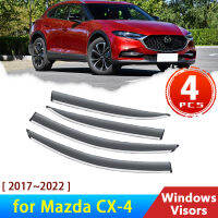 4x Deflectors ลมสำหรับ Mazda CX-4 CX4 CX 4 2017 ~ 2022 2023 2020 2019อุปกรณ์เสริมรถ Window Visor Rain Eyebrow Guards กันสาด Trim