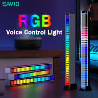 SAVIO ไฟไฟ LED ควบคุมเสียง RGB เปิดใช้งานเสียงจังหวะไฟสีล้อมรอบแถบแสงเพลงไฟกลางคืนบรรยากาศ