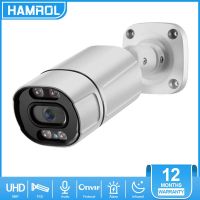 Hamrol 4K 8MP POE 48V IP Camera Two Way Audio Face Detection Full Color Night Vision Outdoor CCTV Security Camera Remote Viewing Xmeye