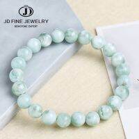 JD สร้อยข้อมือลูกปัดหิน Angelite สีเขียวสง่างามรอบพระพุทธกำไลสายโยคะเรกิเครื่องประดับคู่ของขวัญสำหรับสาวๆ