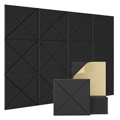 12 Pack Self Adhesive Acoustic Panels,Acoustic Foam Panels,Acoustic Wall Insulation Panels,Fire Resistant Acoustic Tile