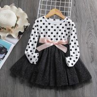 【Ladies shop】 Girls AutumnFull SleeveClothesWinter Dresses ChildrenPolka Dots Print GirlsTulle Dress