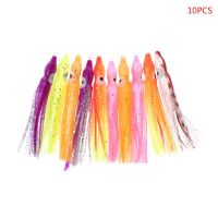 10Pcs เหยื่อตกปลาพลาสติก Squid Skirt Trolling Octopus Soft Lure Bait