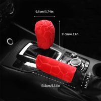 1set Car Handbrake Grip Covers Gear Shift Knob Cover Handle Plush Sleeve Winter Soft Warm Hand Brake Auto Interior Accessories