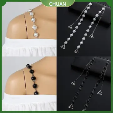 Womens Decorative Bra Straps Luxury Imitation Pearl Beaded Shoulder Chain  Replacement Removable Adjustable With Metal Hooks