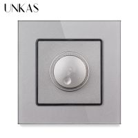 ☎❁ UNKAS Lamp Dimmer Regulator Only For LED Light Bulb Luxury Crystal Glass Panel Wall Light Switch Interruptor 10A 15 300W