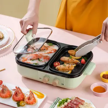 2 in 1 Electric Hot Pot BBQ Grill 1800W Multifunction Portable