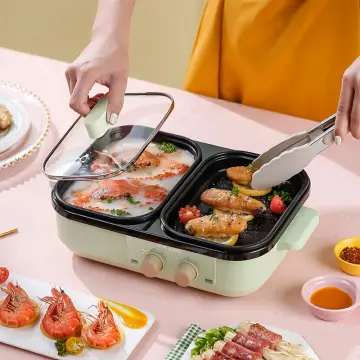 Indoor Electric BBQ Grill Pan Barbecue Griddle with Hot Pot - China BBQ  with Hot Pot and Electric Barbecue Griddle price