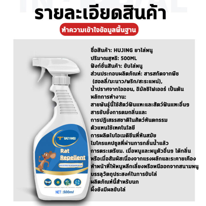 ไล่หนู-ไล่หนูในบ้าน-สเปย์ไล่หนู-สเปรย์ไล่หนู-500ml-สารสกัดจากพืช-ปลอดสารพิษและปลอดภัย-สเปรย์ไล่หนูรถ-น้ำยาไล่หนู-ไล่หนูในรถยนต์